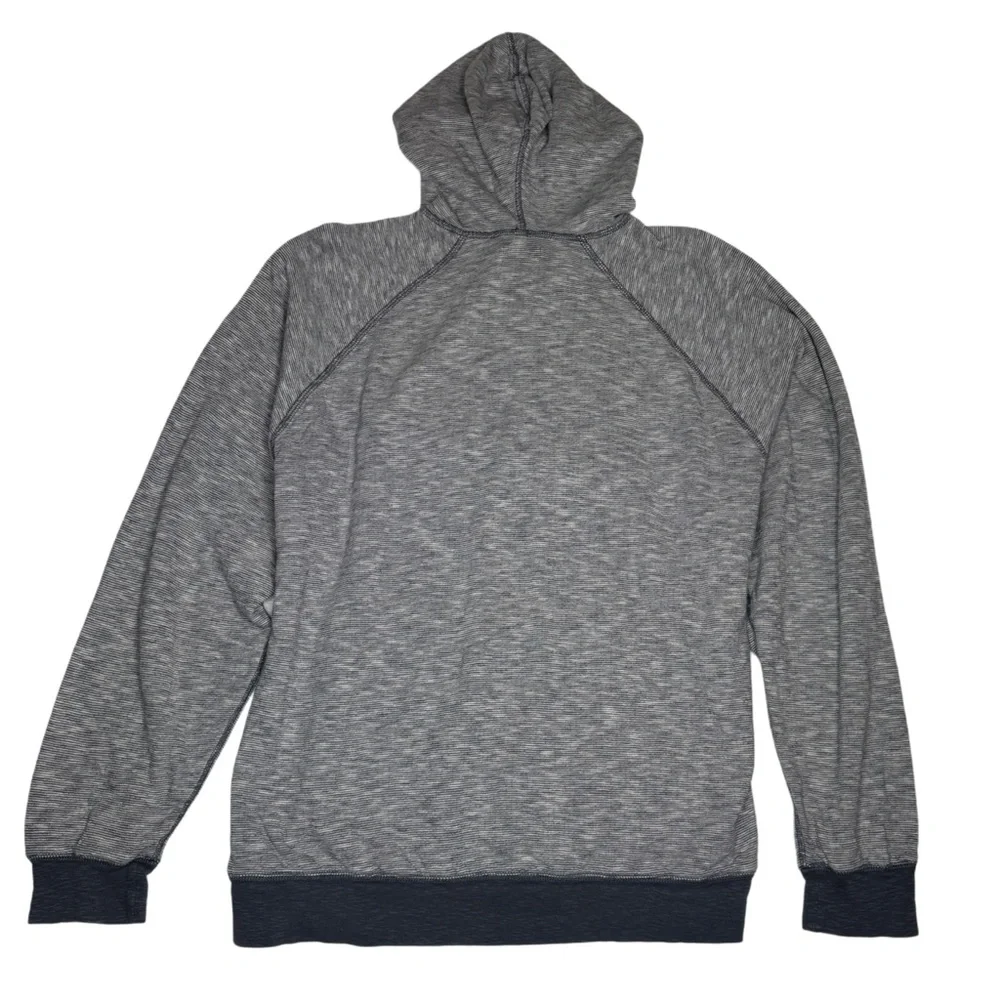 J.Crew‎ Knit Goods Double-Knit Striped Pullover Hoodie Gray Blue Men's Sz XL